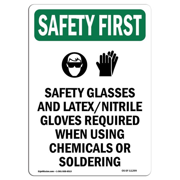OSHA Sign, Glasses And W/ Symbol, 24in X 18in Rigid Plastic, 18" W, 24" H, Portrait